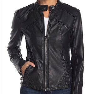 GUESS Black Faux Leather Moto Jacket